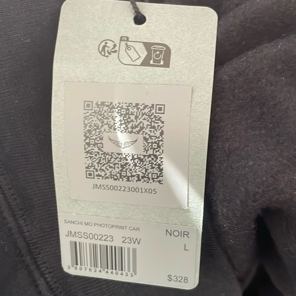 ZADIG & VOLTAIRE sanchi long sleeve hoodie size large brand new with tags - Picture 3 of 6